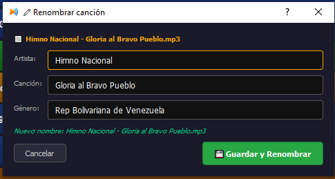 Renombrar Canciones